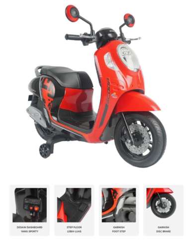 Mainan Anak Motor Aki Listrik Honda Scoopy Kado Anak Pmb m999 m 999 Merah