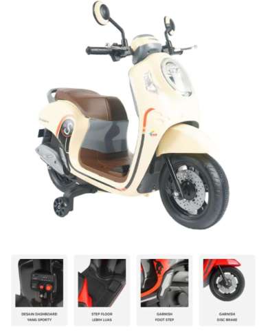 Mainan Anak Motor Aki Listrik Honda Scoopy Kado Anak Pmb m999 m 999 Cream