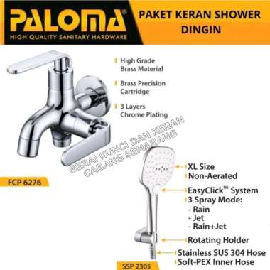 PALOMA FCP 6276 SSP 2305 Paket Keran Cabang Shower Set Mandi Tembok