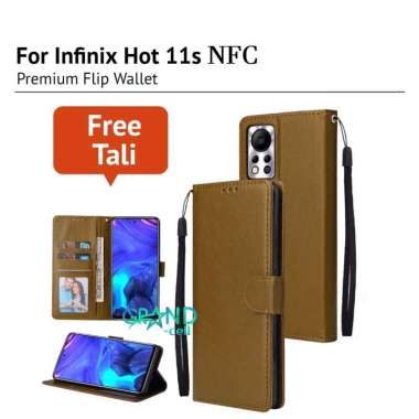 CASE HP FLIP WALLET for INFINIX HOT 11S NFC Premium FLIP CASE Casing hp KULIT FLIP COVER HP PELINDUNG HANDPHONE INFINIX HOT 11S NFC COKELAT