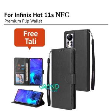CASE HP FLIP WALLET for INFINIX HOT 11S NFC Premium FLIP CASE Casing hp KULIT FLIP COVER HP PELINDUNG HANDPHONE INFINIX HOT 11S NFC HITAM
