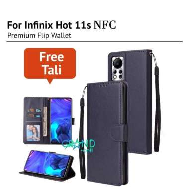 CASE HP FLIP WALLET for INFINIX HOT 11S NFC Premium FLIP CASE Casing hp KULIT FLIP COVER HP PELINDUNG HANDPHONE INFINIX HOT 11S NFC NAVY