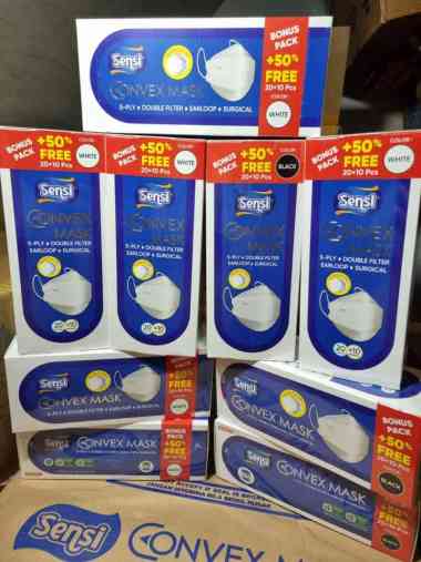Masker Sensi Convex mask 4 ply Earloop isi 20 Hitam