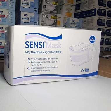 SENSI Mask Headloop 3ply isi 50/Surgical Mask/Masker Headloop 3ply Putih