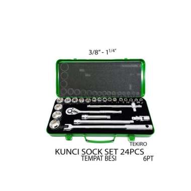 TEKIRO SOK SET 1/2" 24PCS 3/8" - 1 1/4" BOX BESI - SOCK SOCKET 24 PCS