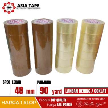 LAKBAN BENING/COKLAT BODHI TAPE 48MM X 90YARD 1 SLOP 6 ROLL TERMURAH BENING