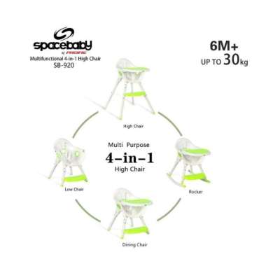 [TERMURAH BAMS ✨] FREE BUBBLEWRAP SpaceBaby SB 920 Rocker Baby Booster High Chair Kursi Makan Bayi S