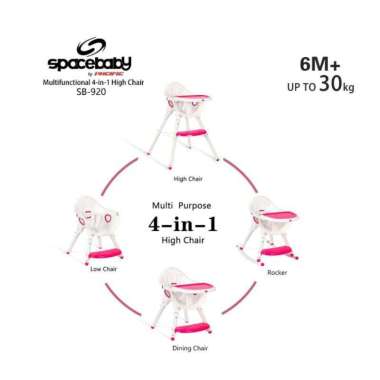 [TERMURAH BAMS ✨] FREE BUBBLEWRAP SpaceBaby SB 920 Rocker Baby Booster High Chair Kursi Makan Bayi S