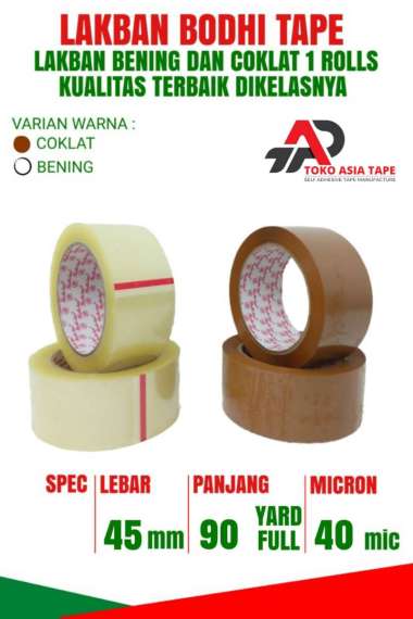 LAKBAN BENING COKLAT BODHI TAPE 45MM X 90YARD FULL 1 ROLL TERMURAH BENING