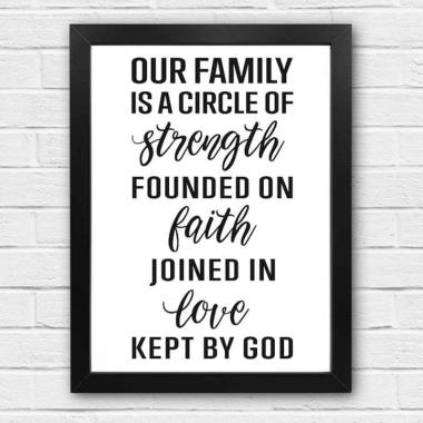 Kataku Quote Our Family is Circle Of Strength Hiasan Dinding BLACK