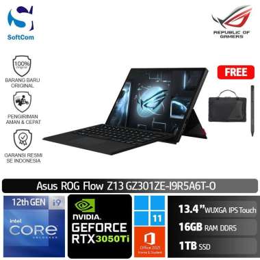 Asus ROG Flow Z13 GZ301ZE-I9R5A6T-O Convertible Gaming Laptop [Core i9-12900H/16GB/1TB SSD/VGA 4GB/13.4″ Touch/Win 11 Home+OHS 2021] Off Black