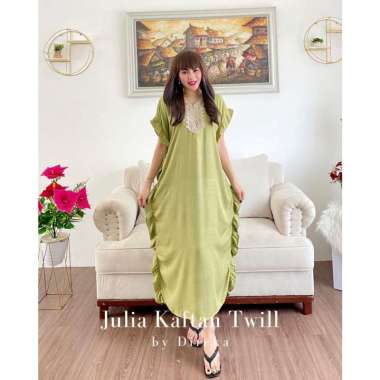 Pakaian Daster Kaftan Wanita Twill Ori Julia by Direka Dress Kekinian Busui Friendly Non Busui Fashi