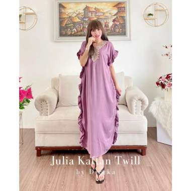 Pakaian Daster Kaftan Wanita Twill Ori Julia by Direka Dress Kekinian Busui Friendly Non Busui Fashi