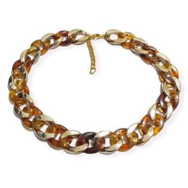 Choker Retro Resin Gold Acrylic Marmer Chain Korean Necklace Kalung Korea Rantai Akrilik Gaya Punk H