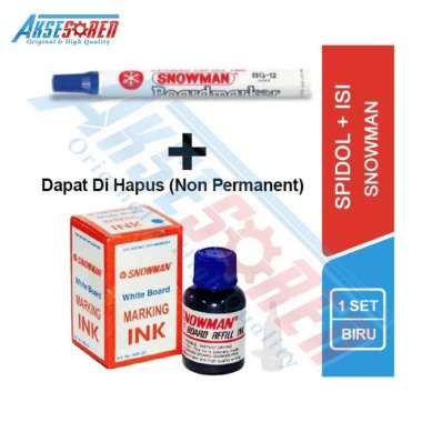 Spidol BG-12 + Isi Spidol WBI-20 Papan Tulis Snowman [1 Set] / White Board Marker / Refill Spidol Sn