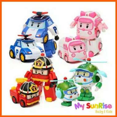 1 Set isi 4 ROBOCAR POLI TRANSFORMING ROBOT / Mainan Robot jadi Mobil / Figure Robocar Poli