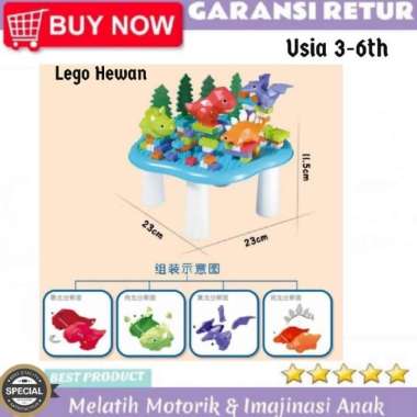 MAINAN ANAK LAKI LAKI PEREMPUAN USIA 3-6 TAHUN / MAIN LEGO HEWAN SERU Meja Biru