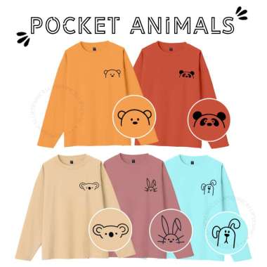 ELLIPSESINC Kaos Oversize Wanita Lengan Panjang POCKET ANIMALS BABY PANDA XL