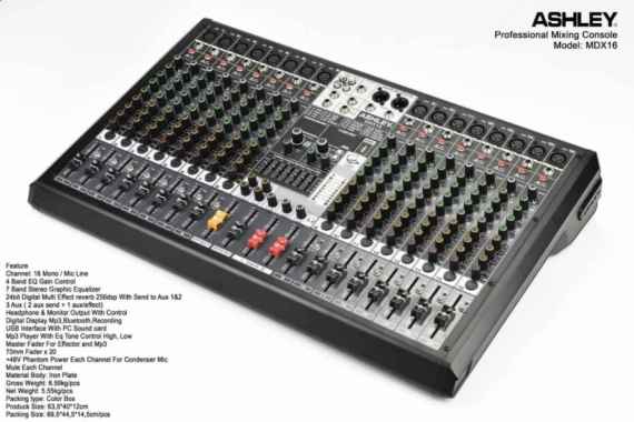 Mixer Ashley MDX 16 / MDX16 16 CHANNEL ORIGINAL BLUETOOTH USB