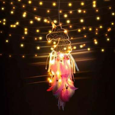 Dreamcatcher Unicorn Led Dreamcatcher Lampu Hias Gantung Unicorn Lamp