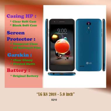 LG K8 2018 - 5.0 inch - Case - Screen Protector - Battery - Dll Black Soft Case