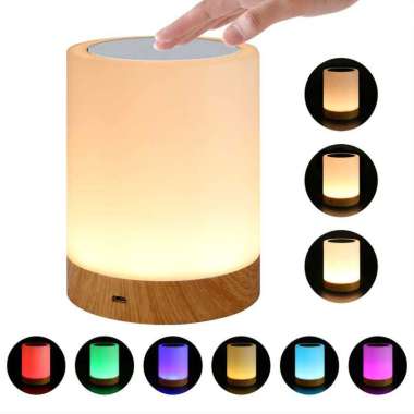 Lampu Tidur Aesthetic LED Warna RGB - Lampu Meja Plastik Dekorasi Kamar Tidur 3 Watt Tenaga Baterai 