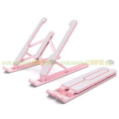 Stand Holder HP Tablet Lipat Kecil Dudukan HP Tablet Portable Praktis Merah Muda