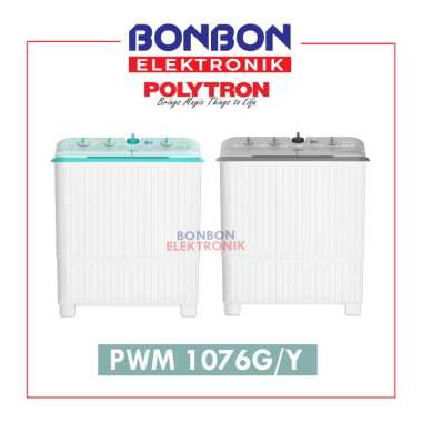 Polytron Mesin Cuci 2 Tabung PWM 1076 Y Grey - Kapasitas 10KG