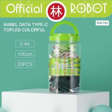 ROBOT RGC100 Kabel Data Type-C 100 Cm 1 Toples (isi 20 Pcs) Multicolor