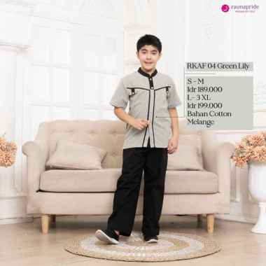 Ready Rauna Sarimbit Keluarga / SR-04 Green Lily / Fashion Muslim KOKO ANAK XXL GREEN LILY