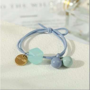MYUME.STORE || J68 IKAT RAMBUAT WANITA KOTAK LUCU GAYA IMPORT KOREA Blue