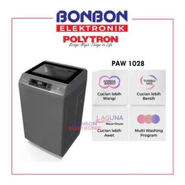 Polytron Mesin Cuci 1 Tabung 10KG PAW 1028Y / ZEROMATIC PAW 1028 Y