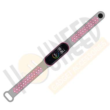 Finchy Strap for Xiaomi Mi Band 5/6 Dual Tone Silicone Wristband Grey Hotpink