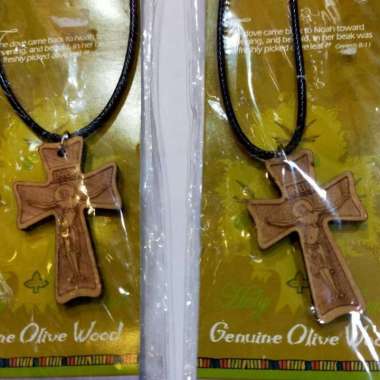 Kalung Tali Salib Kayu Cekung - Kalung Salib Rohani