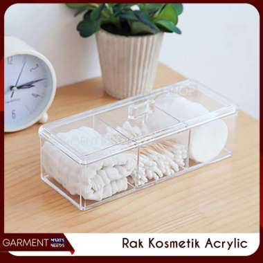 Tempat Kapas Make up Acrylic Akrilik Kosmetik Makeup Wajah Estetik Wadah Cotton Bud Rak Lipstik