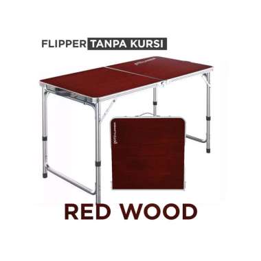 Goto Flipper Table Meja Makan Lipat Set Koper Camping Outdoor Portable RED WOOD