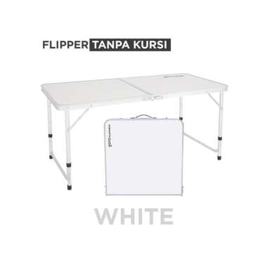 Goto Flipper Table Meja Makan Lipat Set Koper Camping Outdoor Portable WHITE