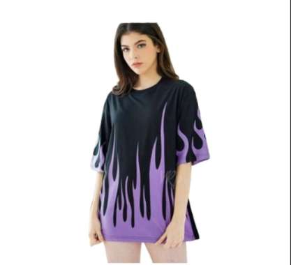 Kaos Wanita Murah Keren Baju Cewek Terbaru Oversize Fire Ungu
