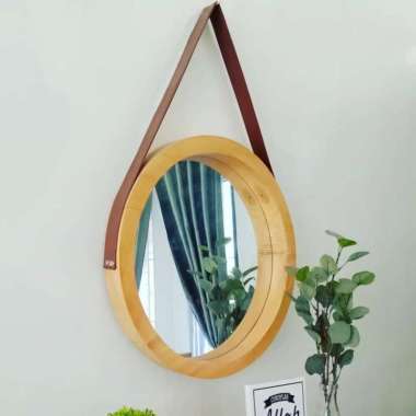 cermin bulat gantung 50cm Hitam