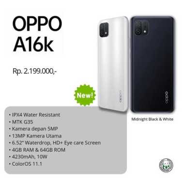 Oppo A16k Ram 4/64 Garansi Resmi Oppo Indonesia