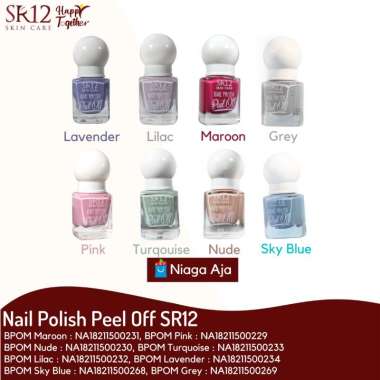 SR12 Nail Polish Peel Off Kutek Bisa diLepas / Kutek Halal / Kutek Peel Off / Bisa dilepas / Kutek W