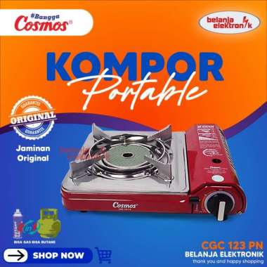 COSMOS CGC-123 P N KOMPOR GAS PORTABLE 1 TUNGKU STAINLESS 2 IN 1