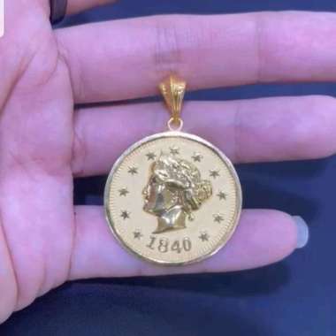 liontin koin model santa elegant emas asli