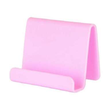 Stand Holder Persegi tatakan HP senderan handphone table meja docking Merah Muda
