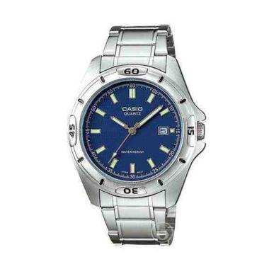 CASIO Enticer Stainless Steel Analog Original Jam Tangan Pria [MTP-1244] Blue Silver
