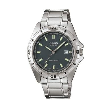 CASIO Enticer Stainless Steel Analog Original Jam Tangan Pria [MTP-1244] Grey Silver