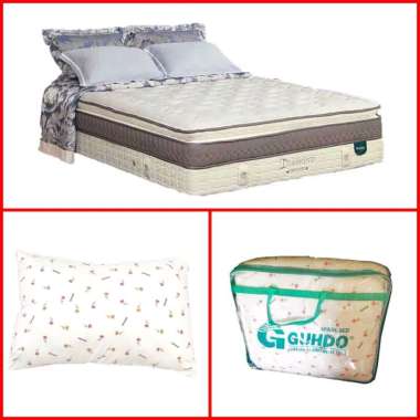 GUHDO Latex Springbed Plush Pillow Top + BONUS 2 Bantal Dacron GUHDO - Matras - Kasur - Tempat Tidur