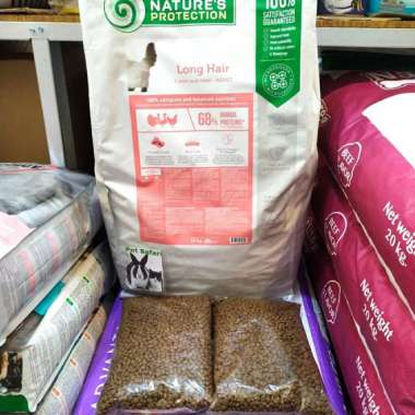 Makanan Kucing Kiloan Natures Protection Adult Long Hair 1kg