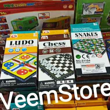 Mainan Edukasi Board Game Catur Ludo Ular Tangga MAGNET.