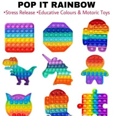 Mainan Pop Its multicolor Fidget Toy Push bubble Random